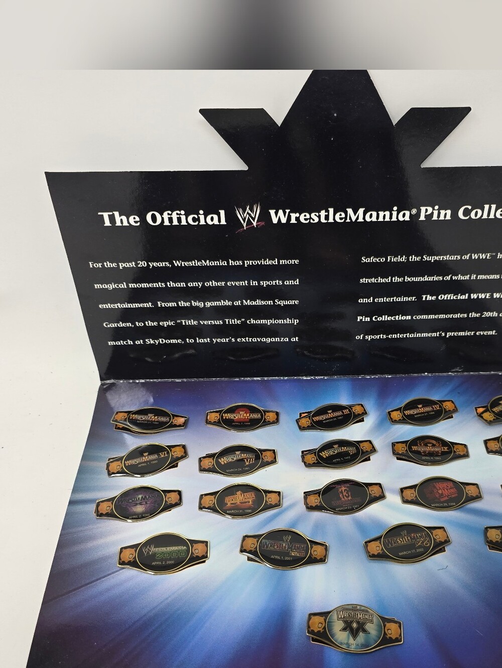 WWE Wrestlemania XX Belt Pin Set Collection WWF 20th Anniversary Collectible